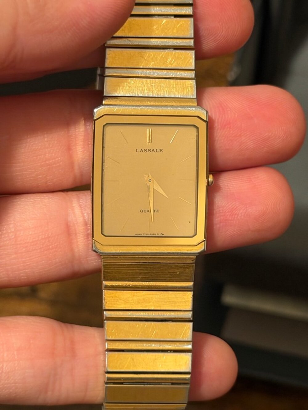 Seiko Lassale Quartz Watch Gold Tank Case Champagne Dial Full Set Box Papers